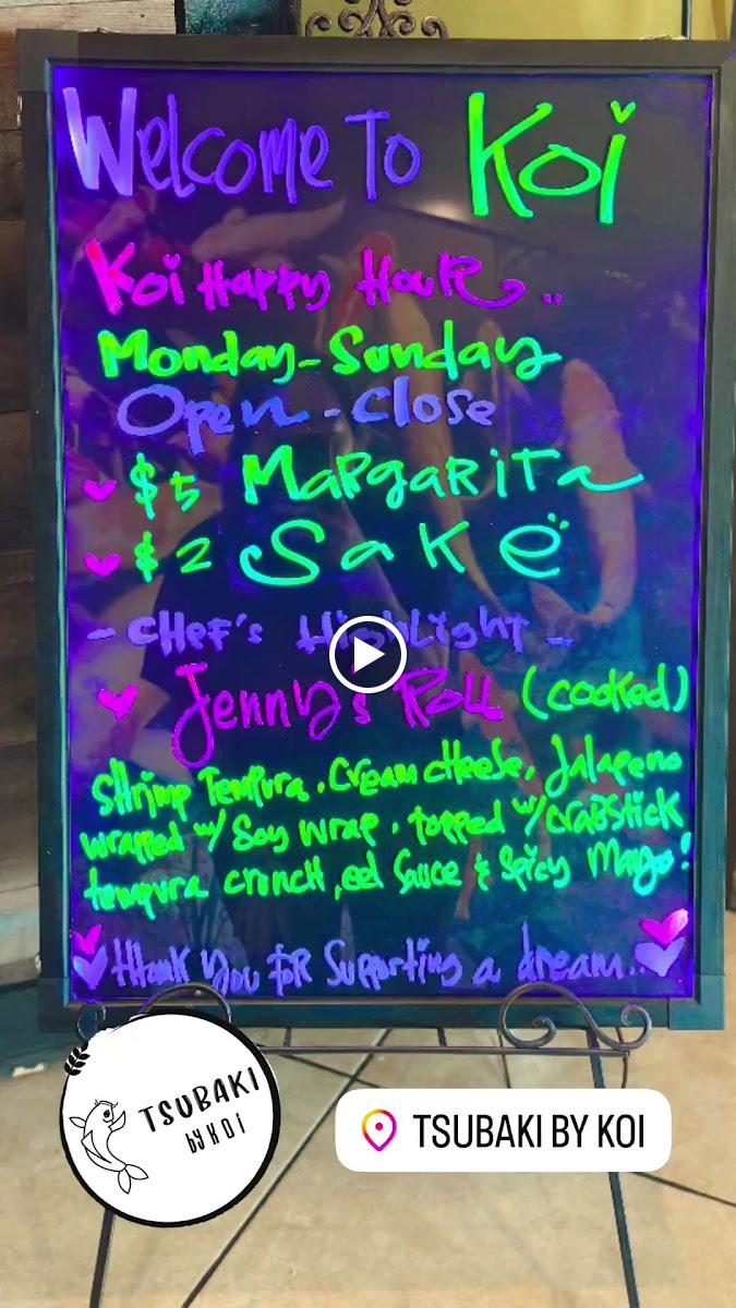 Menu Tsubaki Sushi & Hibachi By Koi-1