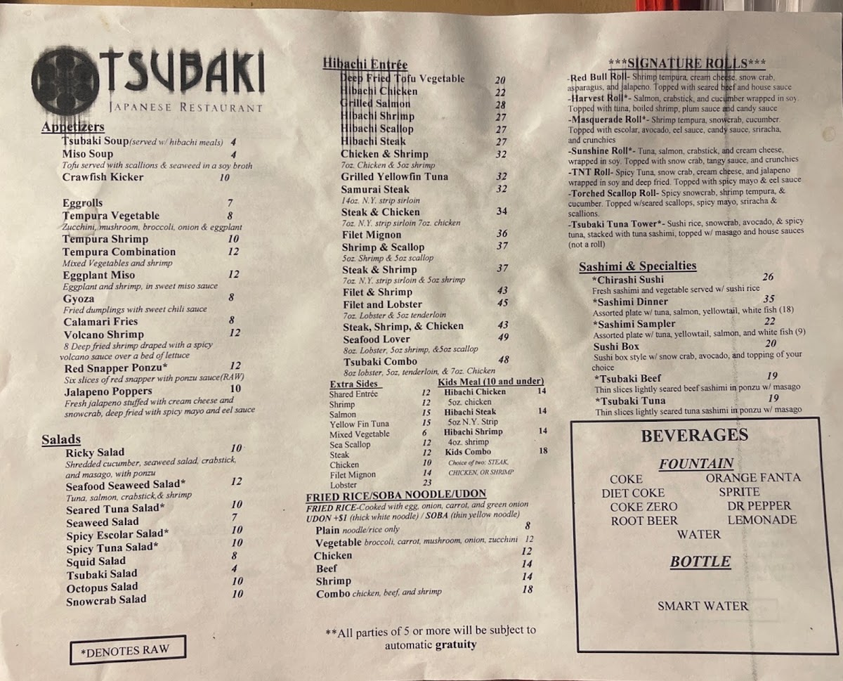 Menu Tsubaki Sushi & Hibachi By Koi-9